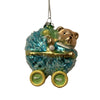 Blue Baby Carriage Glass Ornament