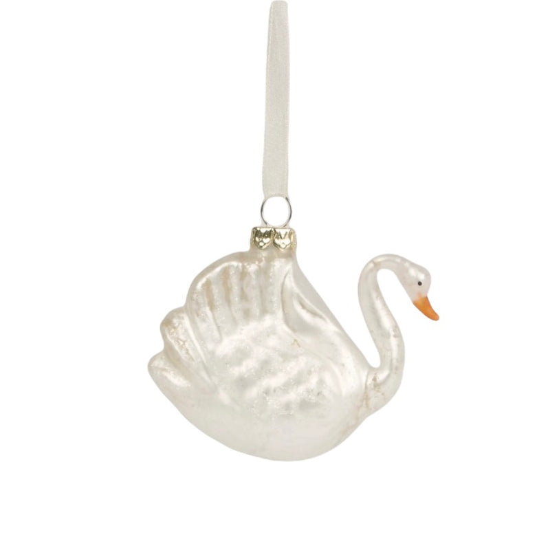 White Swan Shaped Glass Ornament