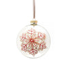 Clear with Red Snowflake Glass Christmas Ball Ornament | Putti Christmas