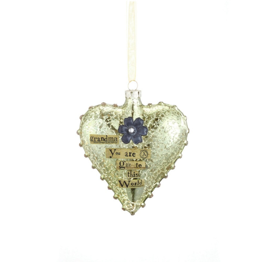 Grandma Glass Heart Ornament