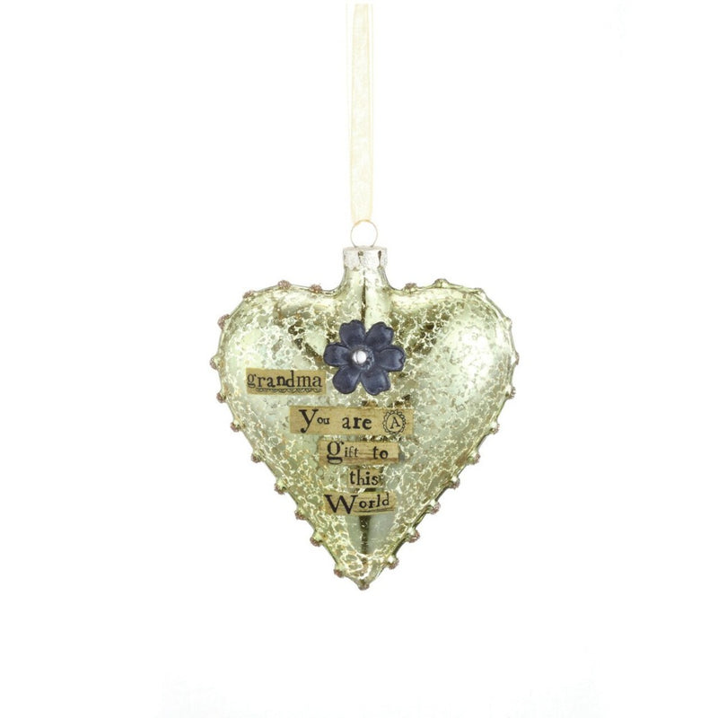 Grandma Glass Heart Ornament