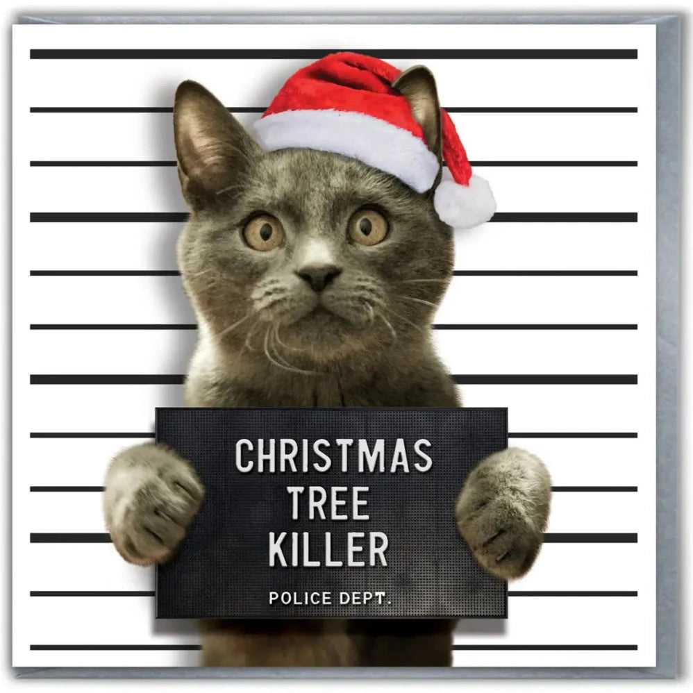 Funny Christmas Card - Tree Killer Cat | Putti Christmas Canada 