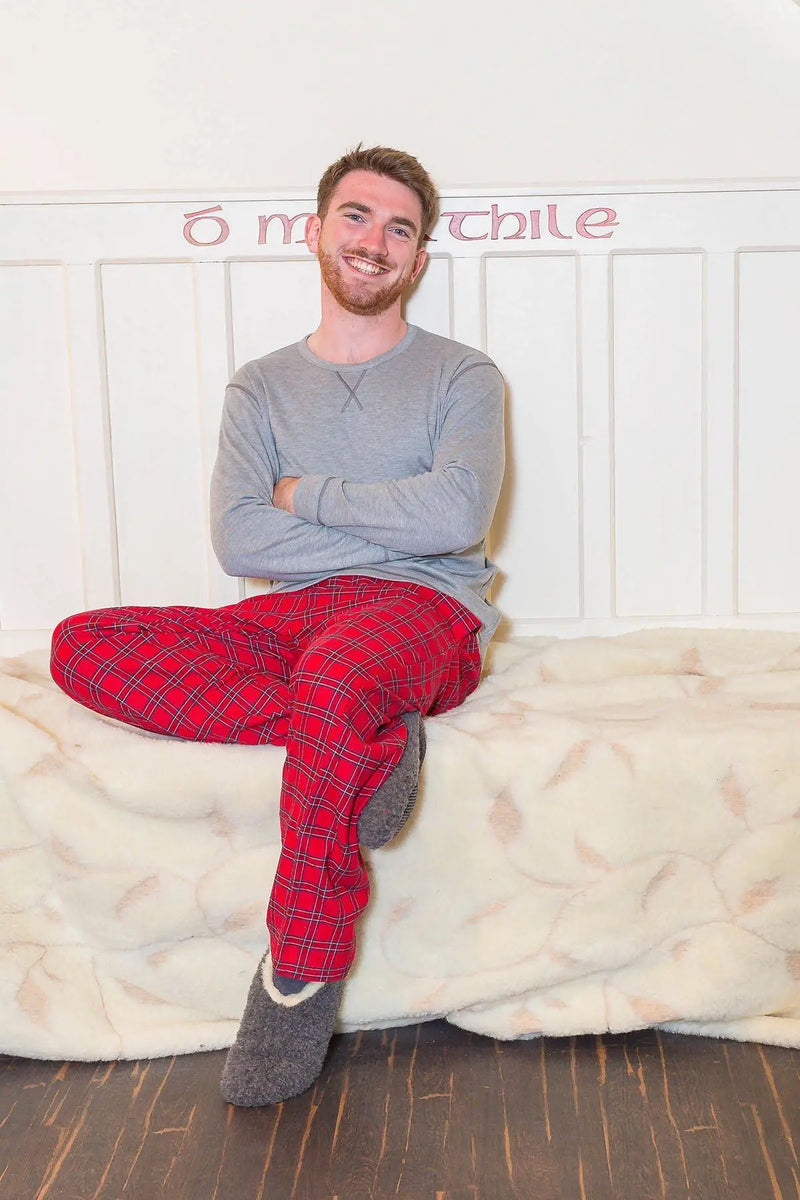 Men's Red Tartan Flannel Lounge Pants