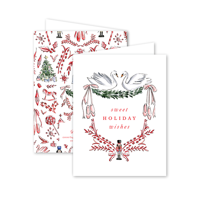Nutcracker Toile "Sweet Holiday Wishes" Greeting Card  | Putti Fine Furnishings 