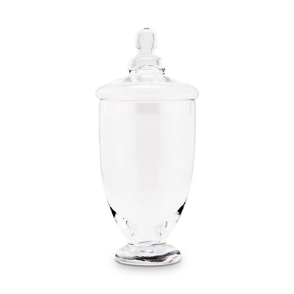 Small Glass Apothecary Candy Jar - Footed Vase with Lid