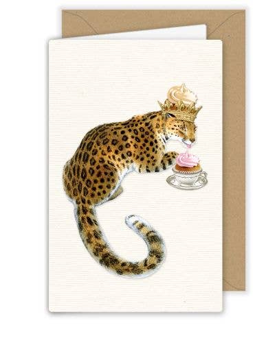 Jaguar with Birthday Cake Greeting Card