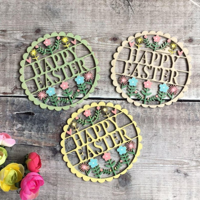 Wooden Fretwork Happy Easter Decorations | Putti Easter