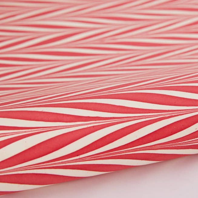 Hand Marbled Gift Wrap Sheets - Candy Stripes Red