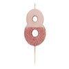 Rose Gold Glitter Number Candle - Eight