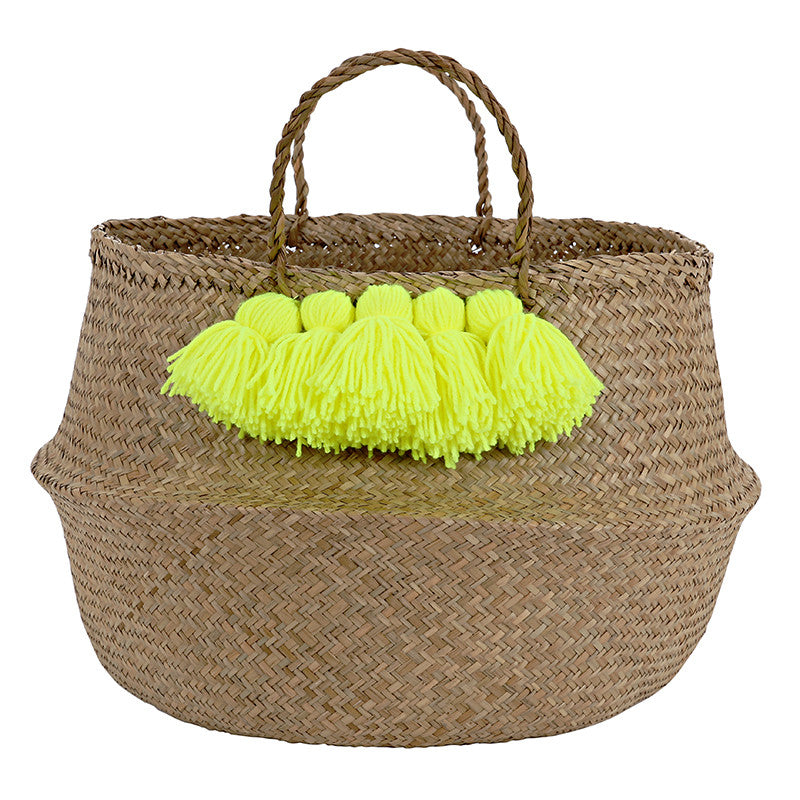  Meri Meri Neon Yellow Tassel Basket, MM-Meri Meri UK, Putti Fine Furnishings