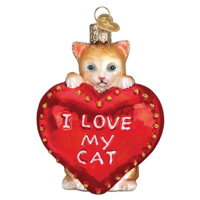 Old World Christmas I Love My Cat Glass Ornament