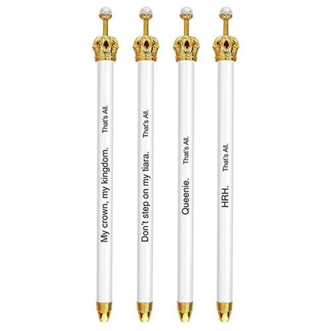 Pearl Embellished Crown Pen - White Queen Sentiments