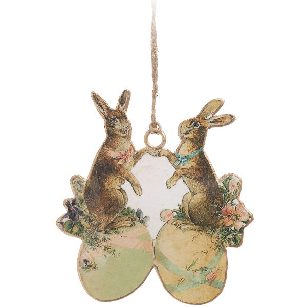 Vintage Style Rabbits on Eggs Ornament | Putti Fine Furnishings