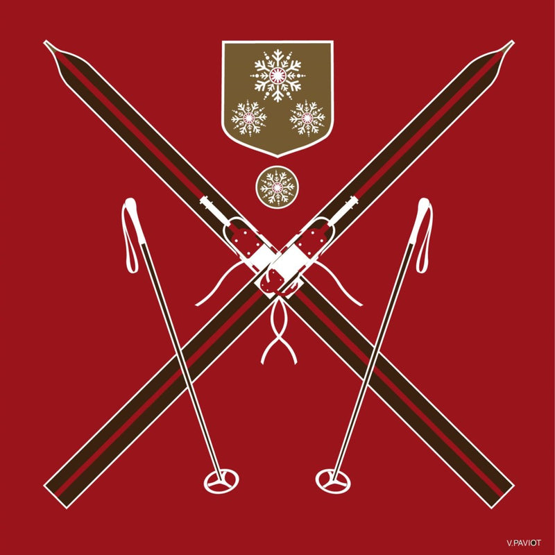 Francoise Paviot "Ski Rouge" Dinner Napkin - Le Petite Putti Canada