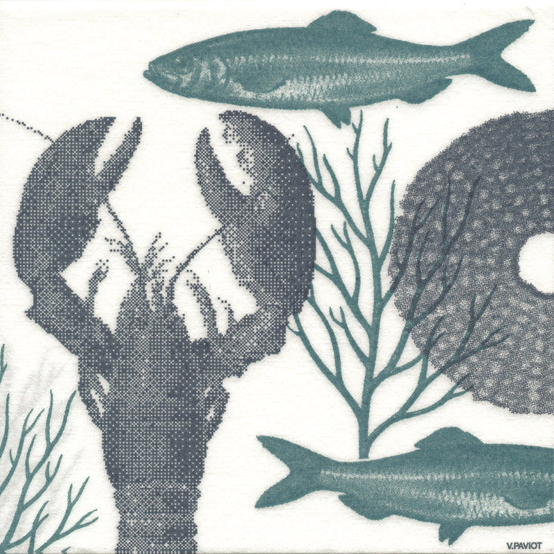 Francoise Paviot "Lobster Blu" Dinner Napkin | Putti Fine Furnishings 