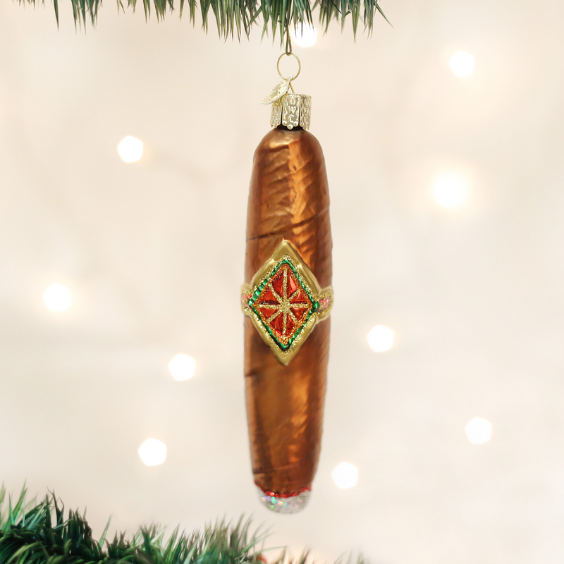  Old World Christmas Cigar Glass Ornament, OWC-Old World Christmas, Putti Fine Furnishings