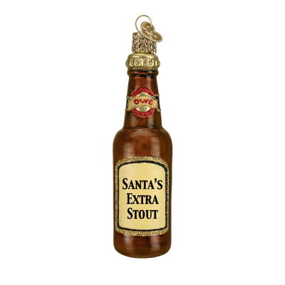 Old World Christmas Santa's Beer Bottle Glass Christmas Ornament - Santas Extra Stout Christmas - Old World Christmas - Putti Fine Furnishings Toronto Canada - 3