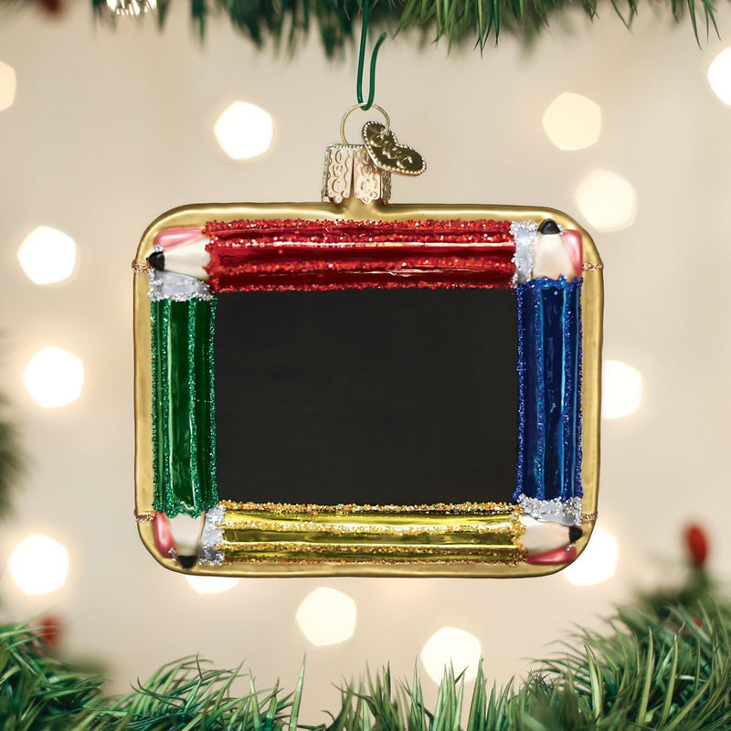 Old World Christmas Chalkboard Glass Christmas Ornament