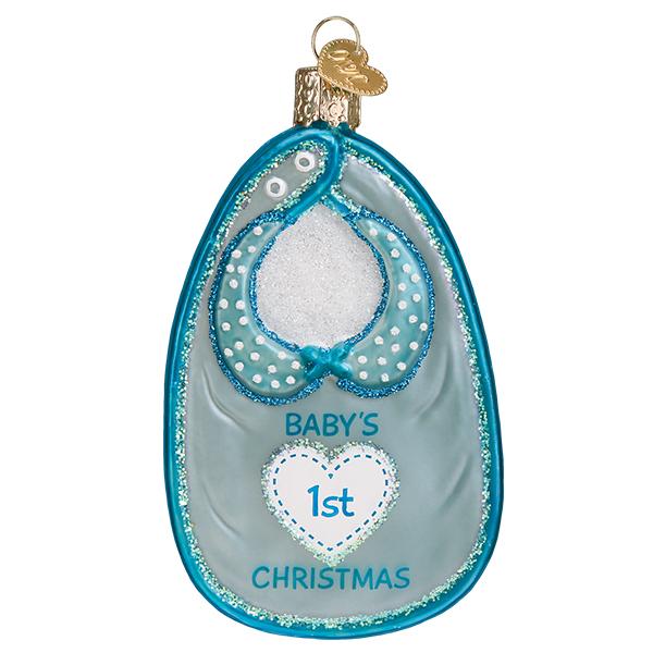 Old World Christmas Blue Baby Bib Glass Ornament | Putti Christmas Canada