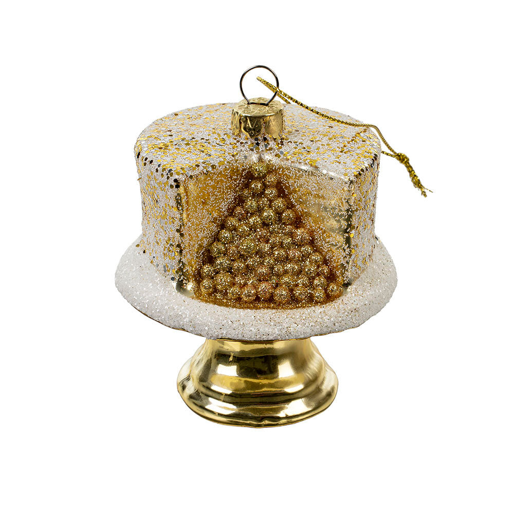 Glitter Cake Glass Ornament