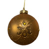 Matte Gold with Fleur de Lis Glass Ball Ornament