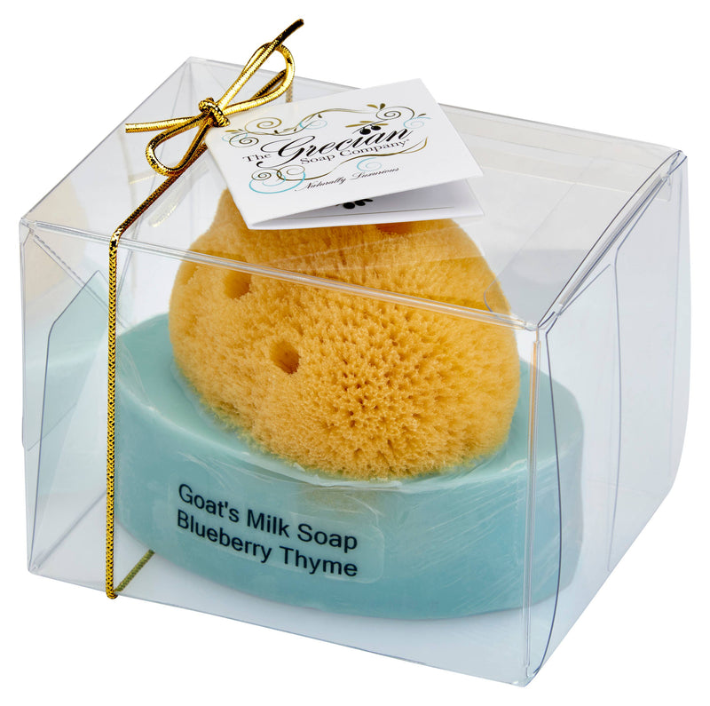 Goats Milk & Olive Oil Soaps with Sea Sponge - Blueberry Thyme