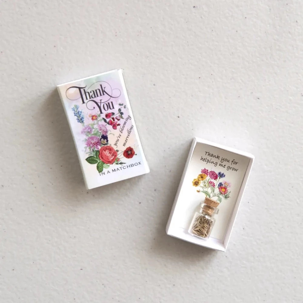"Thank You" Wildflower Seeds In A Matchbox