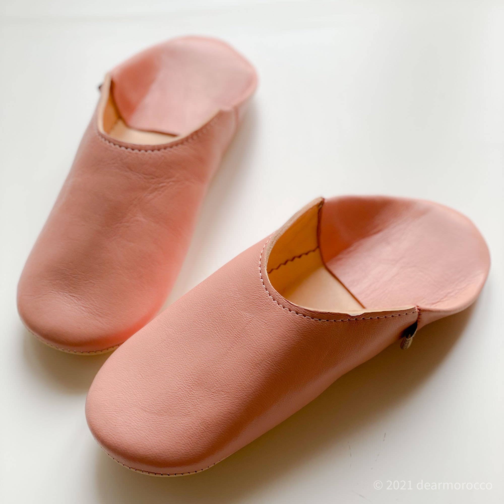 Moroccan Leather Babouche Slipper Simple - Bridal rose