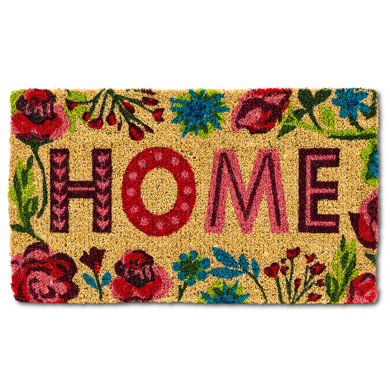 Floral Border “Home” Doormat  | Putti Fine Furnishings Canada
