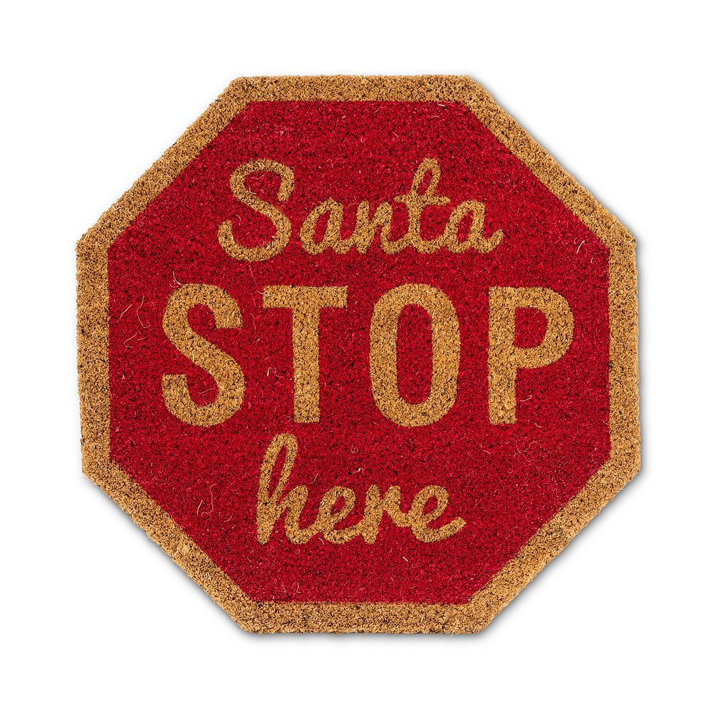 Santa Stop Here Octagonal Doormat | Putti Christmas Canada
