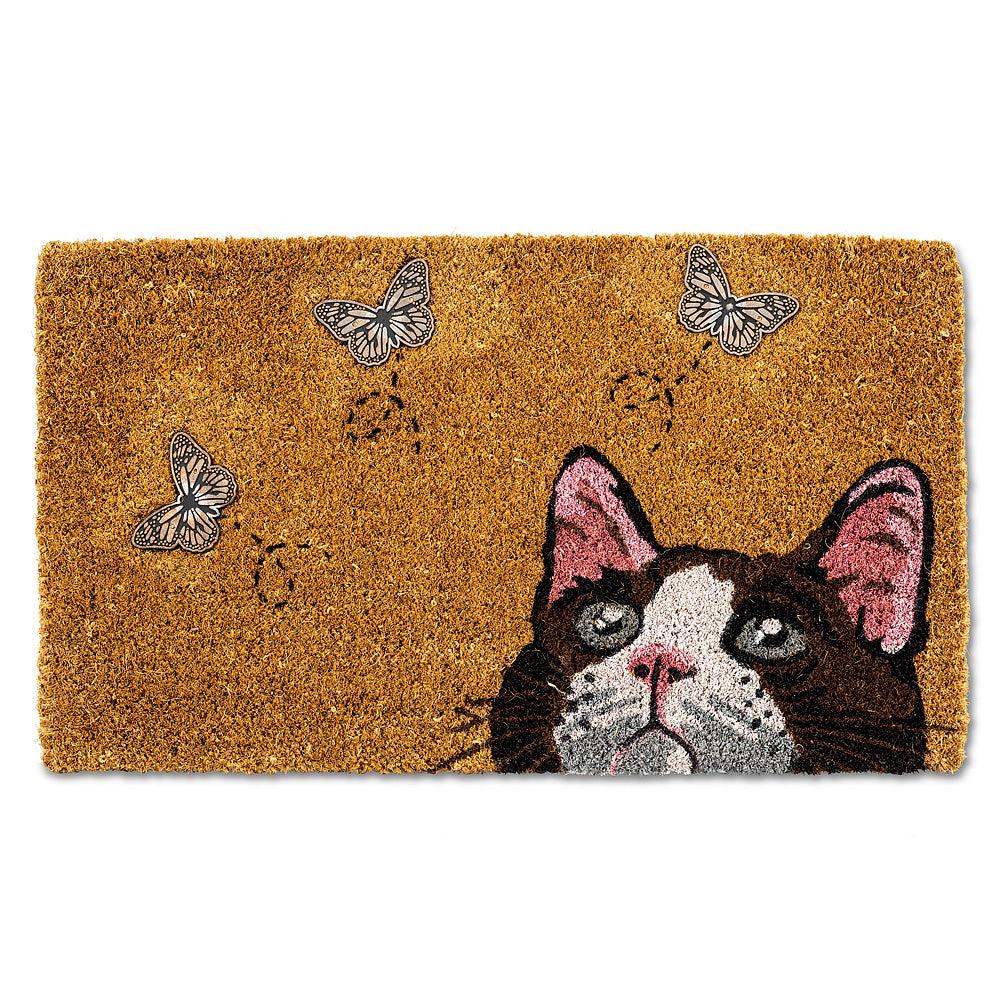 Cat with Butterflies Doormat | Putti Fine Furnishings Canada
