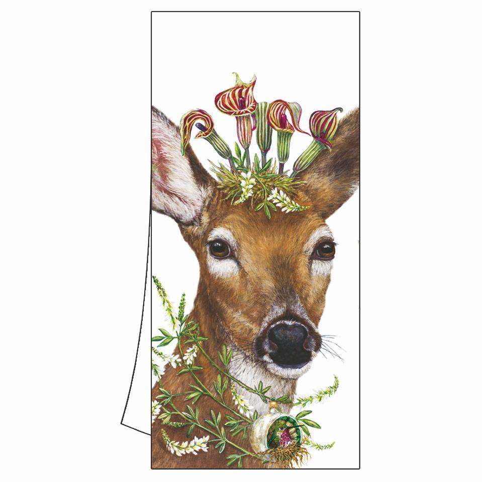 Vicky Sawyer "Christmas Princess" Fawn Cotton Tea Towel | Putti Fine Furnishings 