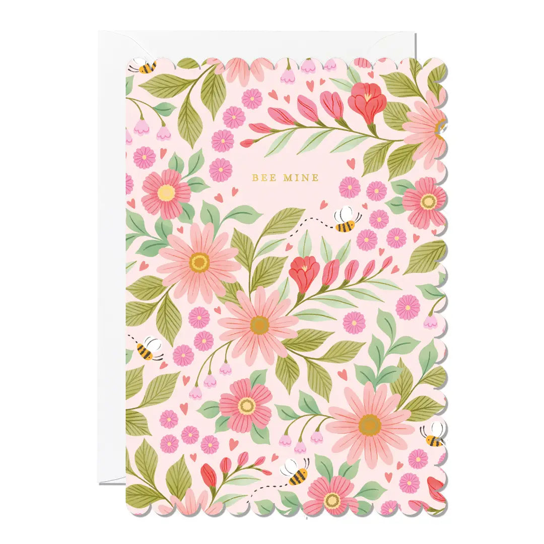 "Bee Mine" Floral Greeting Card