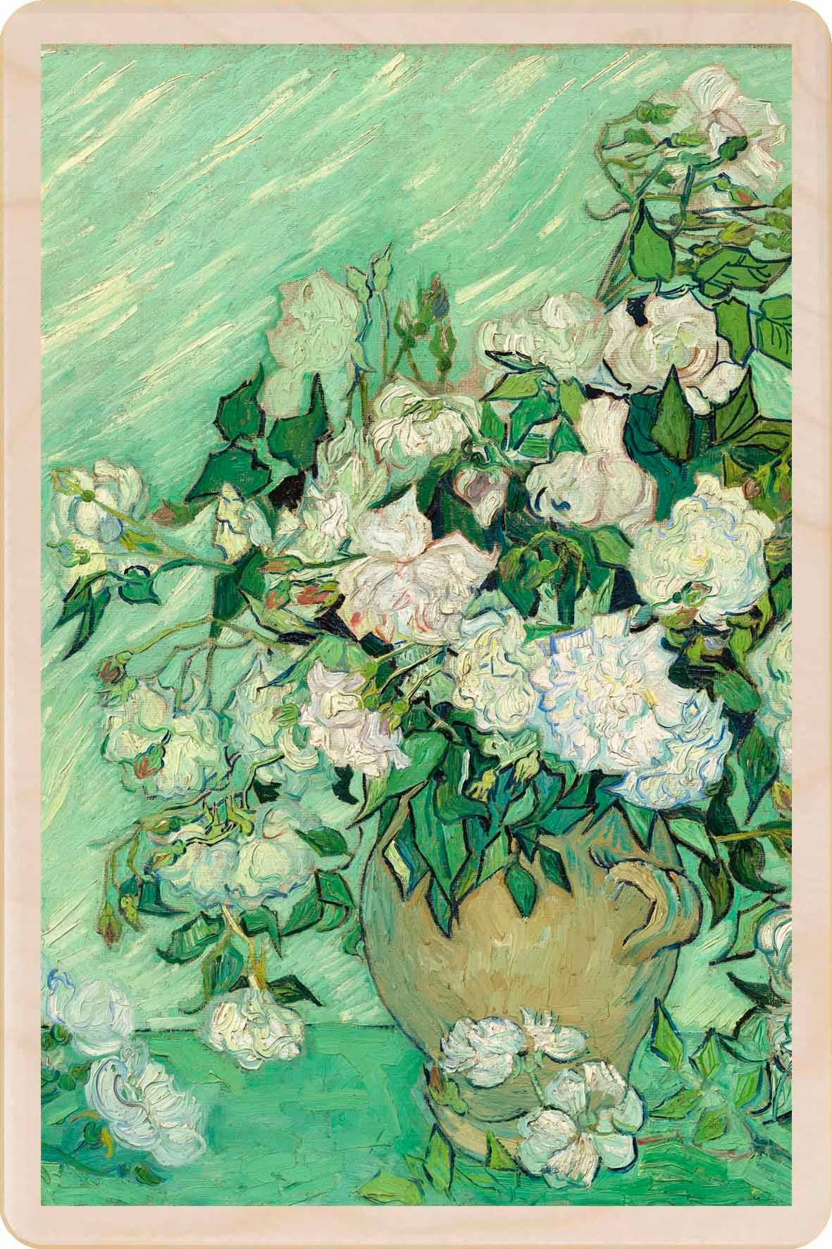 Van Gogh Roses Wood Magnet