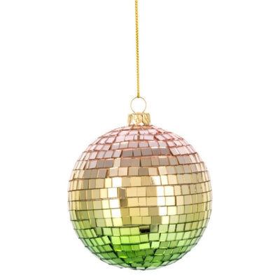 Ombre Mirrored Ball Ornament - Pink and Green