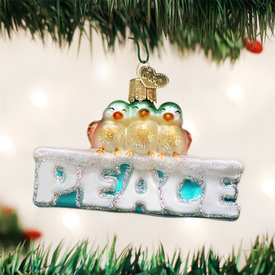 Old Word Christmas Peace Glass Ornament, OWC-Old World Christmas, Putti Fine Furnishings
