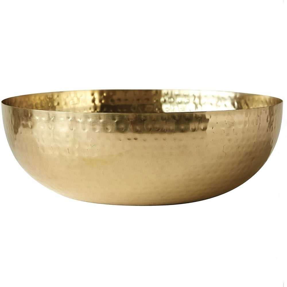 Round Gold Hammered Bowl