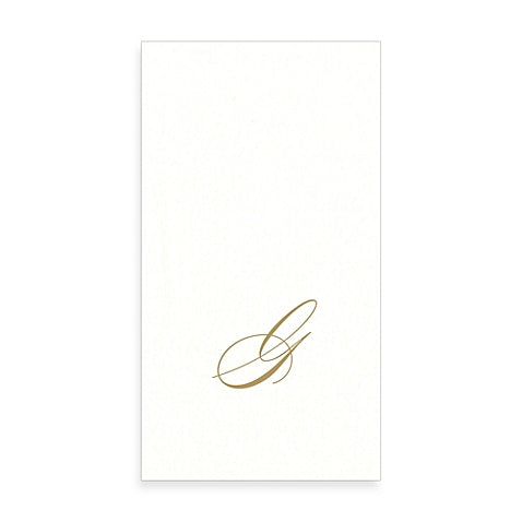  Gold Monogram Paper Guest Towel - Letter G, CI-Caspari, Putti Fine Furnishings