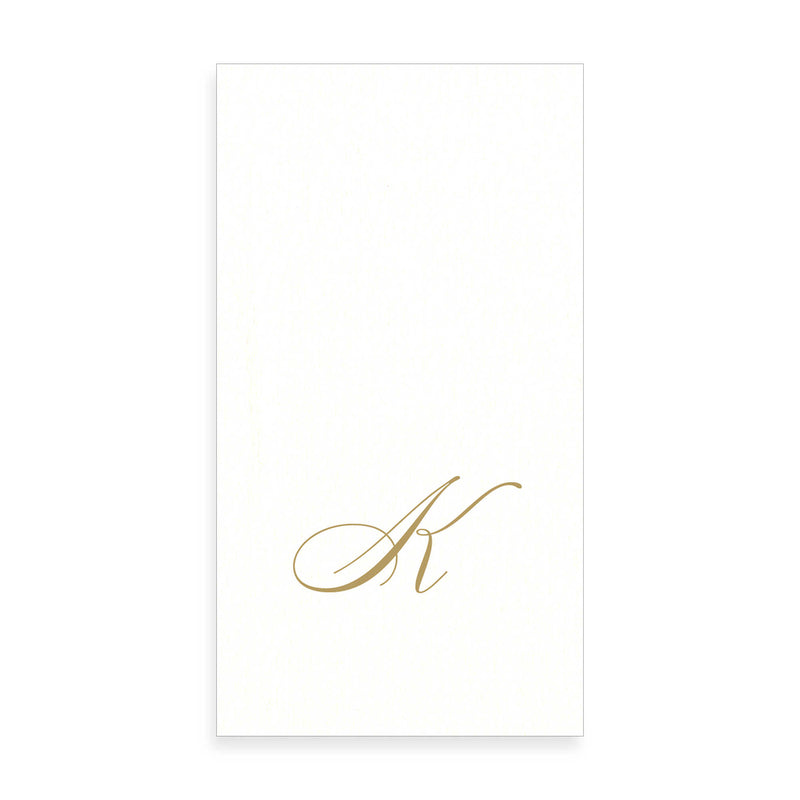  Gold Monogram Paper Guest Towel - Letter K, CI-Caspari, Putti Fine Furnishings