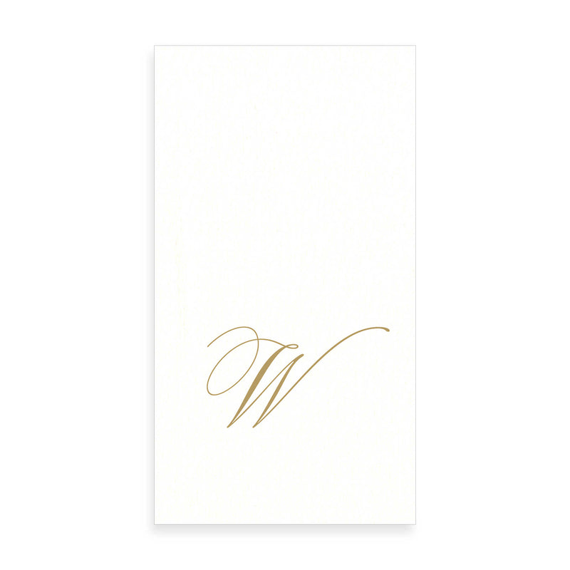  Gold Monogram Paper Guest Towel - Letter W, CI-Caspari, Putti Fine Furnishings