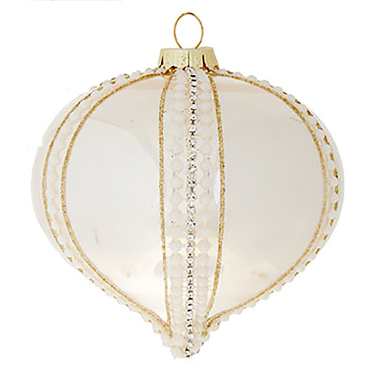 Ivory Pearl Beaded Glass Onion Ornament