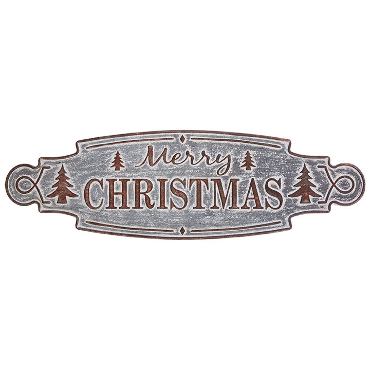 "Merry Christmas" Galvinized Metal Embossed Metal Sign | Putti Christmas 