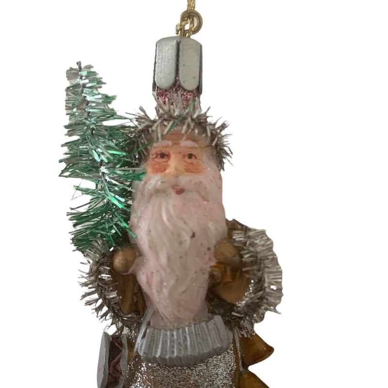 Miniature Silver Belsnickel Santa - Bells