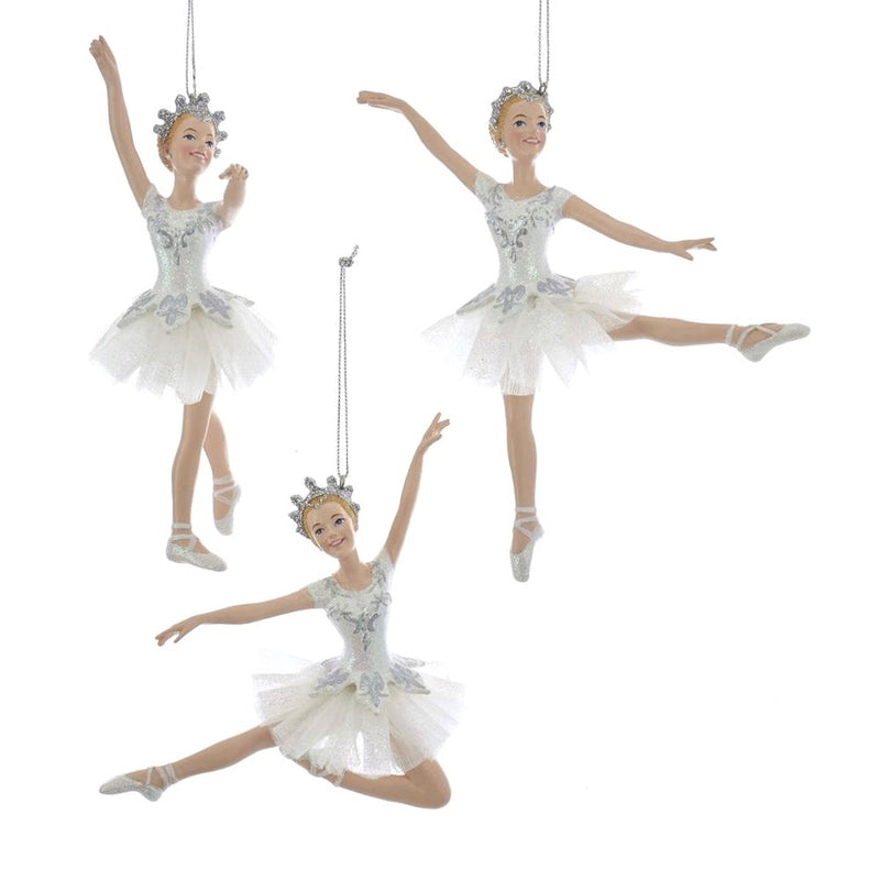 Kurt Adler White and Silver Ballerina Ornament | Putti Christmas 
