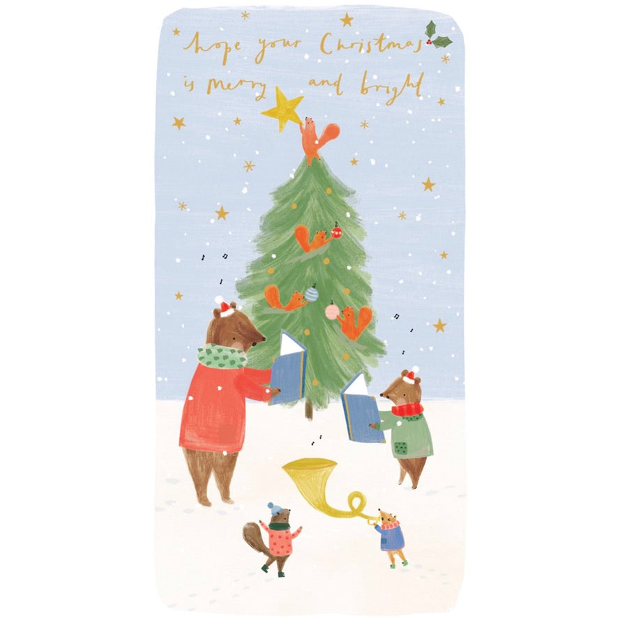Animals “Merry & Bright” Money Wallet Christmas Card | Putti Christmas 