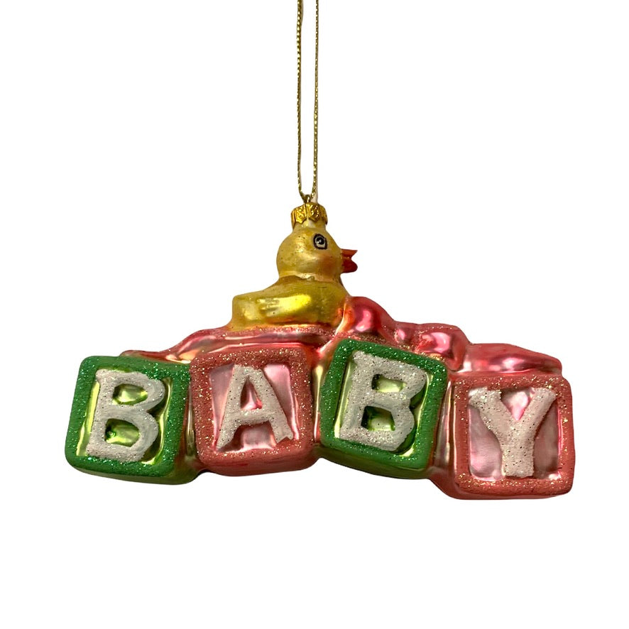 Baby Blocks Glass Ornament - Christmas Le Petite Putti Canada