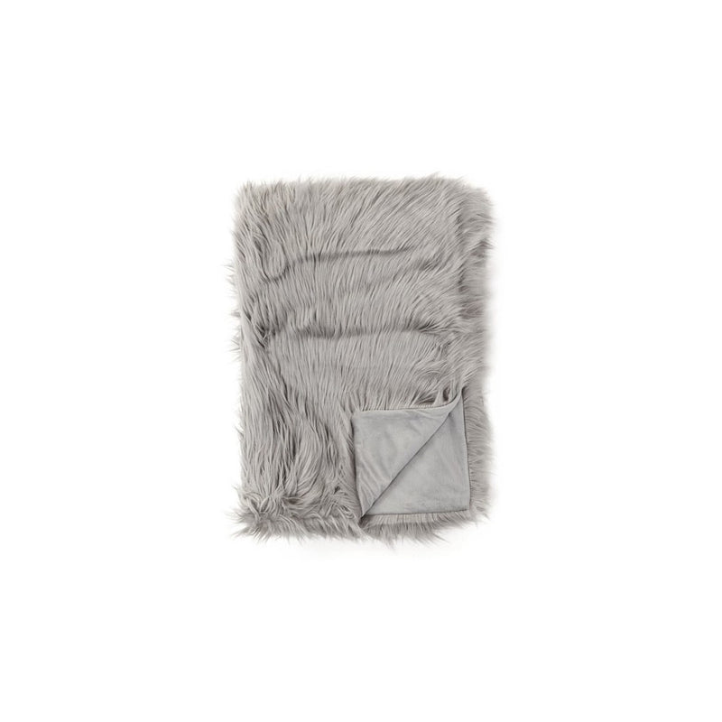 Fuzzy Faux Fur Throw - Grey