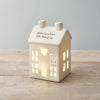 "Home is Where the Heart Is" White Ceramic House Tea Light Holder | Putti