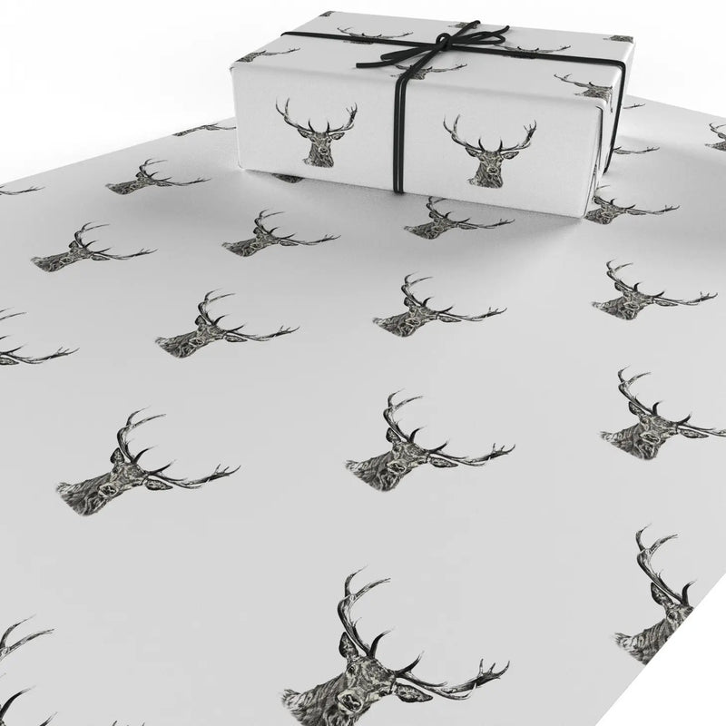 Black & White Stags Wrapping Paper | Putti Christmas 