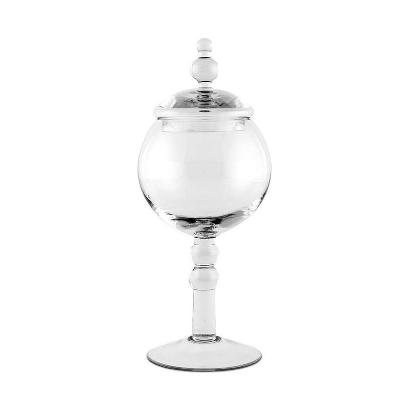 Large Glass Apothecary Candy Jar–Footed Globe Bowl With Lid